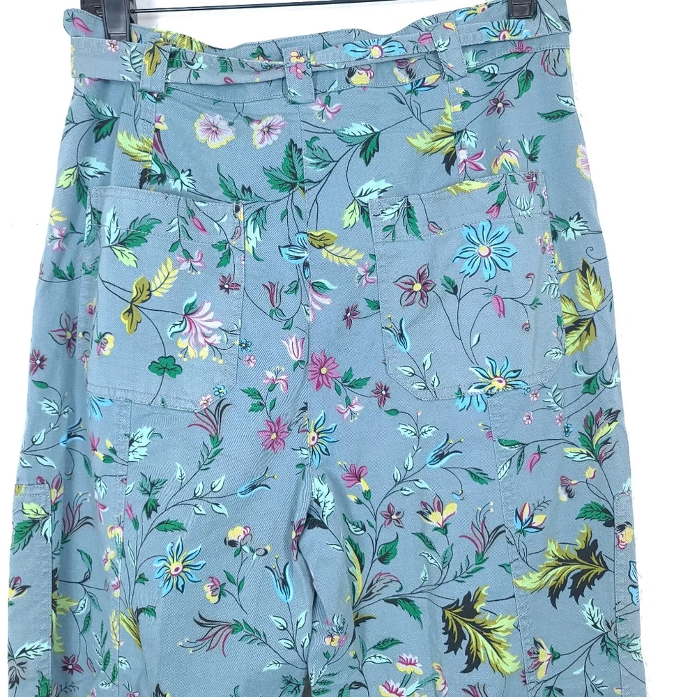 ANTHROPOLOGIE Victoria Floral Boho Cargo Utility Pants Blue - Picture 12 of 12